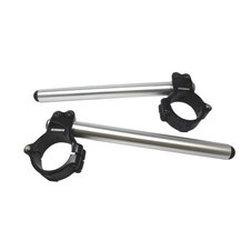 Aluminium-forged clip-ons ACCOSSATO with metal clamp composed of 2 half-rings 10 degrees inclination, silver