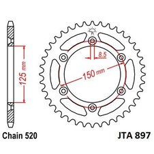 Hliníková reťazová rozeta JT JTA 897-51 51T, 520