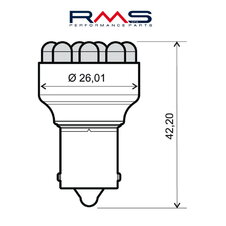 Žiarovka RMS 246510510 12V 12 Led, BA15S S25 modrá