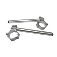 Aluminium-forged clip-ons ACCOSSATO with metal clamp composed of 2 half-rings 10 degrees inclination, silver